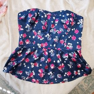 American  Eagle Peplum Floral Sleeveless Top